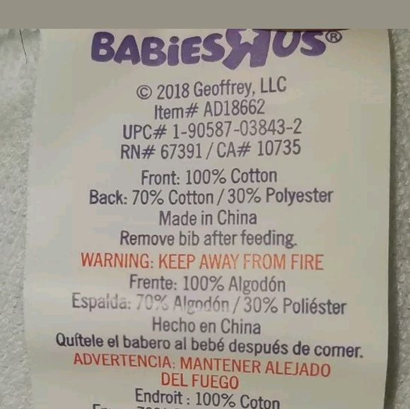 Set of 4 Geoffrey Giraffe Babies R Us Bibs - Picture 2 of 3